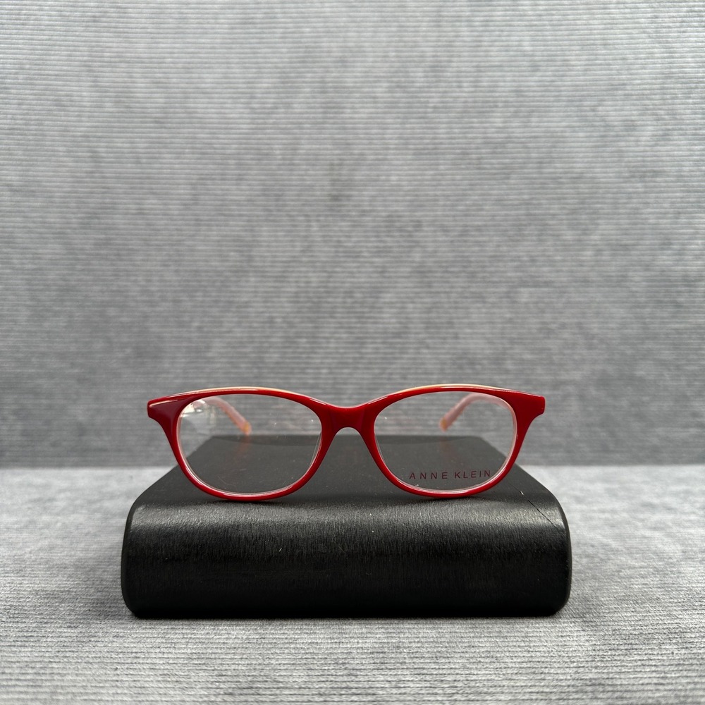 Anne Klein AK5011 Burgundy Red Oval Y2k Eyeglasses Frames 604 135 Gold Lion Logo